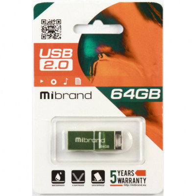 USB флеш накопичувач Mibrand 64GB Сhameleon Light Green USB 2.0 (MI2.0/CH64U6LG)