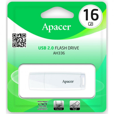 USB флеш накопичувач Apacer 16GB AH336 White USB 2.0 (AP16GAH336W-1)