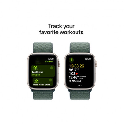 Смарт-годинник Apple Watch SE 2024 GPS 44mm Starlight Aluminium Case with Lake Green Sport Loop (MXEW3QH/A)