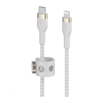 Дата кабель USB-С to Lightning 1.0m BRAIDED SILICONE white Belkin (CAA011BT1MWH)