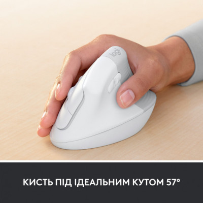 Мишка Logitech Lift Vertical Ergonomic Wireless/Bluetooth for Business Off-white (910-006496)