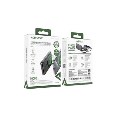 Батарея універсальна Acefast Magnetic Wireless 10000mAh 20W PD, QC/3.0, QI 15W, M12 Black (6974316283393)