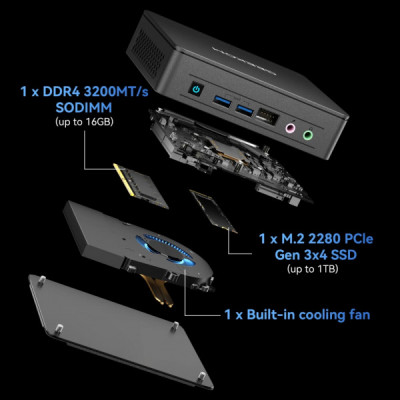 Комп'ютер GEEKOM Mini Air12 / N150, 16, 512, WIN11Pro (GMAir12N150-16512-EU)