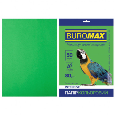 Папір Buromax А4, 80g, INTENSIVE green, 50sh (BM.2721350-04)