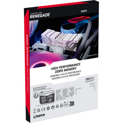 Модуль пам'яті для комп'ютера DDR5 32GB (2x16GB) 6800 MHz Renegade White/Silver Kingston Fury (ex.HyperX) (KF568C36RWK2-32)