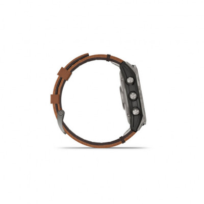 Смарт-годинник Garmin fenix 7 Sapph Solar Titanium w/Chestnut Leather Band, GPS (010-02540-31)