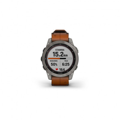 Смарт-годинник Garmin fenix 7 Sapph Solar Titanium w/Chestnut Leather Band, GPS (010-02540-31)