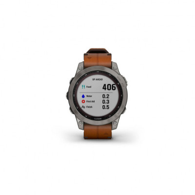 Смарт-годинник Garmin fenix 7 Sapph Solar Titanium w/Chestnut Leather Band, GPS (010-02540-31)