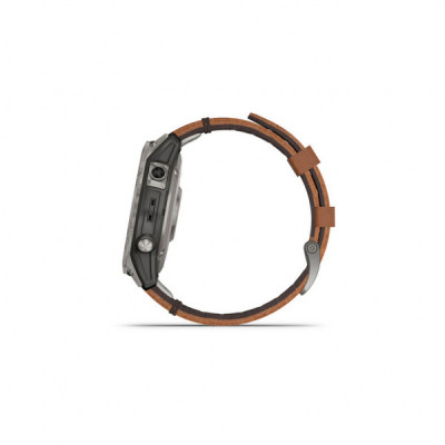 Смарт-годинник Garmin fenix 7 Sapph Solar Titanium w/Chestnut Leather Band, GPS (010-02540-31)