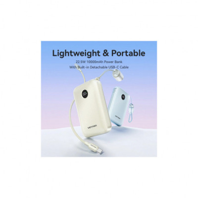 Батарея універсальна VENTION 10000mAh 22,5W Fast Charging, USB-A, 2xUSB-C Blue (FKAL0-C)