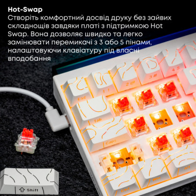 Клавіатура Ajazz NK68 Red Switch USB UA White (NK68-R-S-W)