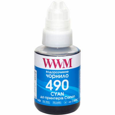 Чорнило WWM Canon GI-490, 140г Cyan (C490C)