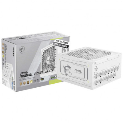 Блок живлення MSI 1000W (MAG A1000GL PCIE5 WHITE)