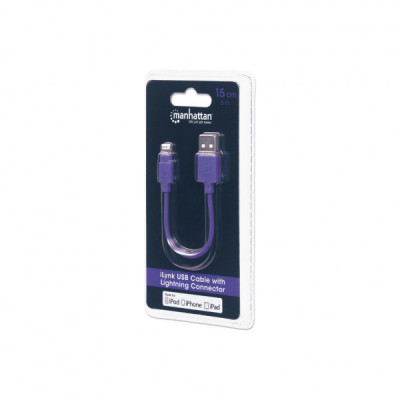 Дата кабель iPhone 5/6/Ipad 4, 0.15m purple Manhattan Intracom (394451)