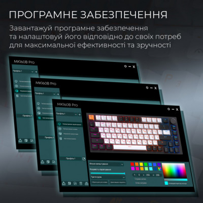 Клавіатура GamePro Asgard Valhalla QLAB Sakura Switch RGB Bluetooth/Wireless/USB-C UA Black (MK160-B-QS-PRO)