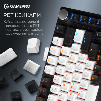 Клавіатура GamePro Asgard Valhalla QLAB Sakura Switch RGB Bluetooth/Wireless/USB-C UA Black (MK160-B-QS-PRO)