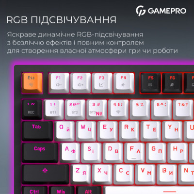 Клавіатура GamePro Asgard Valhalla QLAB Sakura Switch RGB Bluetooth/Wireless/USB-C UA Black (MK160-B-QS-PRO)