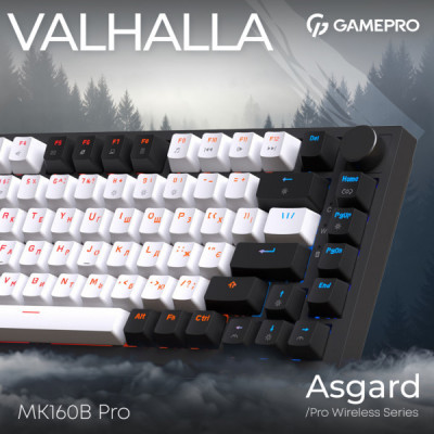 Клавіатура GamePro Asgard Valhalla QLAB Sakura Switch RGB Bluetooth/Wireless/USB-C UA Black (MK160-B-QS-PRO)
