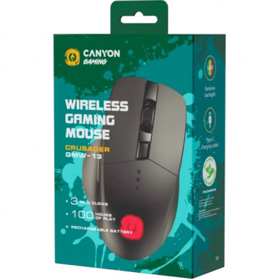 Мишка Canyon Crusader GMW-13 RGB Wireless Black (CND-SGMW13)