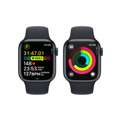 Смарт-годинник Apple Watch Series 9 GPS 45mm Midnight Aluminium Case with Midnight Sport Band - M/L (MR9A3QP/A)