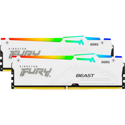 Модуль пам'яті для комп'ютера DDR5 32GB (2x16GB) 6000 MHz FURY Beast White RGB Kingston Fury (ex.HyperX) (KF560C40BWAK2-32)