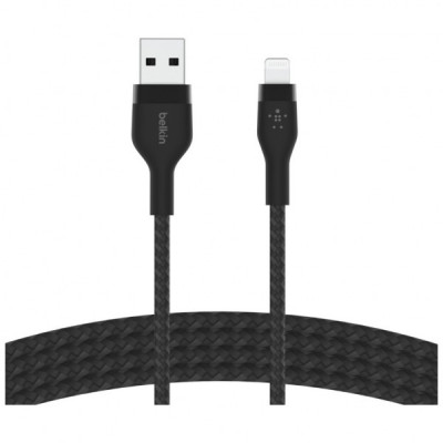 Дата кабель USB 2.0 AM to Lightning 1.0m BRAIDED SILICONE black Belkin (CAA010BT1MBK)