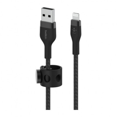 Дата кабель USB 2.0 AM to Lightning 1.0m BRAIDED SILICONE black Belkin (CAA010BT1MBK)