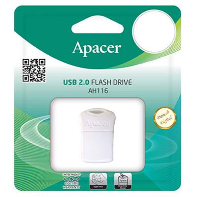 USB флеш накопичувач Apacer 16GB AH116 White USB 2.0 (AP16GAH116W-1)