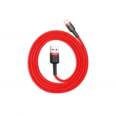 Дата кабель USB 2.0 AM to Lightning 1.0m Cafule 2.4A red+red Baseus (CALKLF-B09)