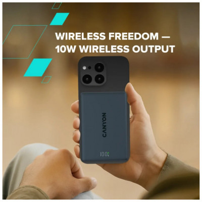 Батарея універсальна Canyon 10000mAh OnPower 511 PD20W Magnetic wireless MagSafe Black (CNS-CPB511B) Батарея універсальна Canyon 10000mAh OnPower 511 PD20W Magnetic wireless MagSafe Black (CNS-CPB511B)