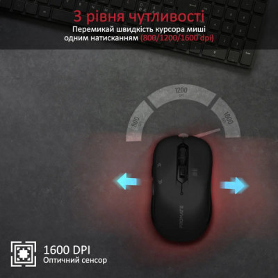 Мишка Promate Slider Wireless Black (slider.black) Мишка Promate Slider Wireless Black (slider.black)