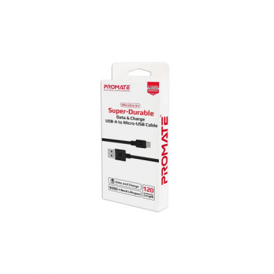 Дата кабель USB 2.0 AM to Micro 5P microcord-1.black Promate (microcord-1.black)