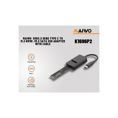 Кишеня зовнішня Maiwo M.2 NVMe/SATA SSD combo USB3.2 Gen2 Type-C (K1696P2)