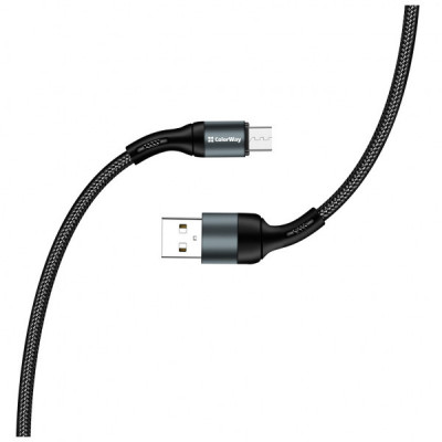 Дата кабель USB 2.0 AM to Micro 5P 1.0m nylon black ColorWay (CW-CBUM045-BK)