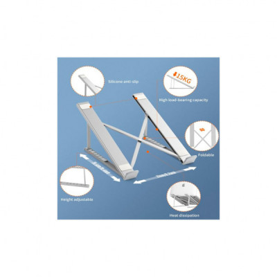 Підставка до ноутбука Vention Foldable 90-136mm Laptop up 15.6" stand silver (H055-SL)