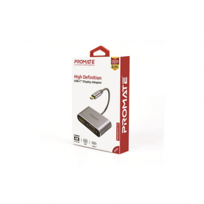 Дата кабель USB-C to HDMI/VGA mediahub-c2.grey Promate (mediahub-c2.grey)