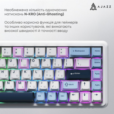 Клавіатура Ajazz AK680 MAX Magnetic Switch RGB USB White (AK680-M-BWD-AW)