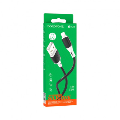 Дата кабель USB 2.0 AM to Lightning 1.0m BX79 3A Black BOROFONE (BX79LB)