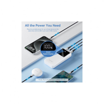 Батарея універсальна Vention 20000mAh 22.5W 3A, PD, QC/3.0, LED Display, Black (FHLB0)