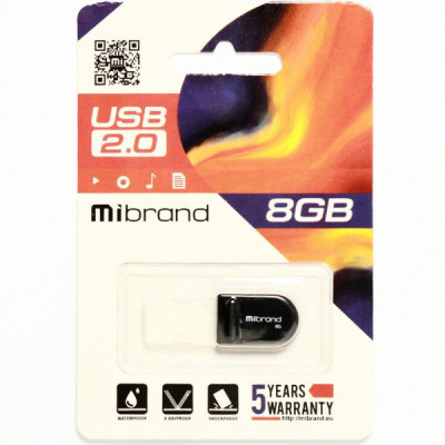 USB флеш накопичувач Mibrand 8GB Scorpio Black USB 2.0 (MI2.0/SC8M3B)