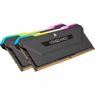 Модуль пам'яті для комп'ютера DDR4 16GB (2x8GB) 3200 MHz Vengeance RGB PRO Black Corsair (CMH16GX4M2E3200C16)