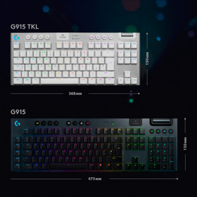 Клавіатура Logitech G915 TKL Lightspeed Wireless RGB Mechanical White (920-009664)