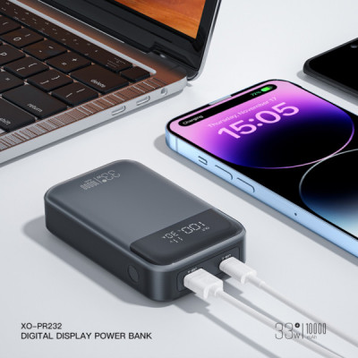Батарея універсальна XO 10000mAh, PD/30W, QC/22.5W, PPS/33W, black (PR232_Black)