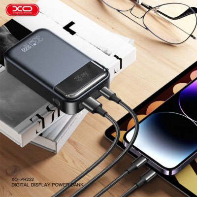 Батарея універсальна XO 10000mAh, PD/30W, QC/22.5W, PPS/33W, black (PR232_Black)