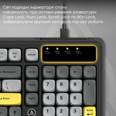 Клавіатура Ajazz AF98 USB UA Black/Grey/Yellow (AF98-BGY)