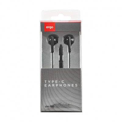 Навушники Ergo VM-730 Type-C Earphones Black (VM-730K)