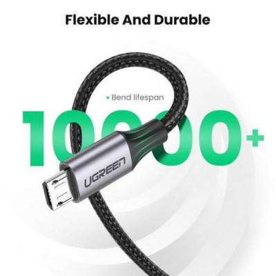 Дата кабель USB 2.0 AM to Micro 5P 1.0m US290 Aluminum Braid Black Ugreen (60146)