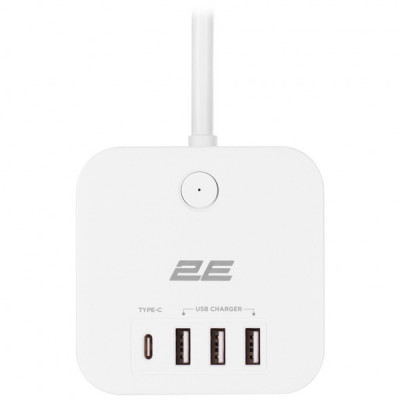 Мережевий фільтр живлення 2E 3*USB-A, 1*USB-C, 1.5м, white (2E-ADC331WH)