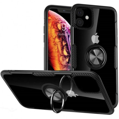 Чохол до мобільного телефона Drobak Magnetic Ring Case with Airbag Apple iPhone 12 Black (707017)