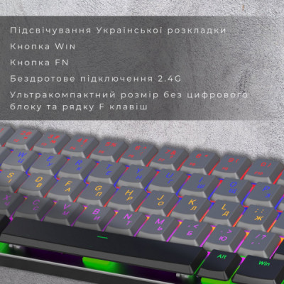 Клавіатура GamePro MK122R Red Swich Low Profile Wireless Dark Gray (MK122R)